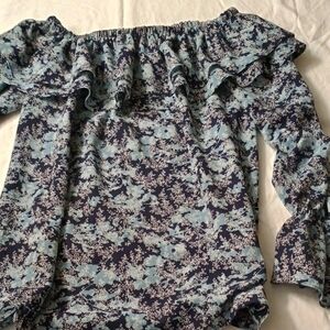 Michaels Blue and White Floral Blouse